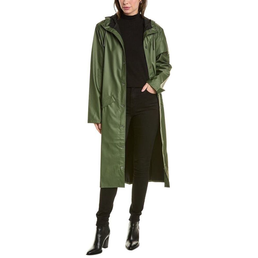Rains Olive Hooded Trench Coat